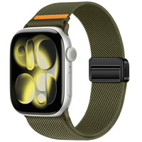 Bracelet en nylon pour Apple Watch Ultra 3 et modèles Series, bracelet tissé à boucle double magnétique avec design à points de couture