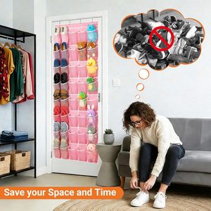 40 Pocket Over The Door <b>Shoe</b> Organizer Pink Mesh Hanging Storage For <b>Shoes</b> Behind Door Wall Mount - Product Image 6