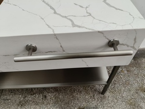 Mobile <span class=keywords><strong>Bagno</strong></span> Commerciale per Hotel, Freestanding, con Top in Quarzo, Struttura in Acciaio Inox, Moderno, con Lavabo e Vano Contenitore Aperto - Product Image 5