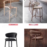 Chaise de bar moderne en pin massif de style nordique, petite chaise haute avec dossier pour la maison, l'hôtel ou le restaurant, style décontracté