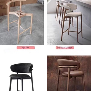 Modern Nordic Solid Pine Wood Bar Chair Small <strong>Dining</strong> High Chair with Backrest for Household Hotel or Restaurant Casual Style - Product Image 3