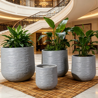 Pots à fleurs en fibre de verre de luxe de 4 tailles, jardinières coniques arrondies, pot moderne pour plantes au sol, pour la décoration de villas, d'hôtels, de halls et de jardins