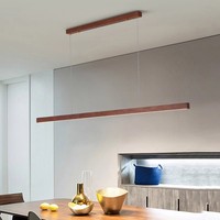 Luminaire suspendu linéaire LED en bois de noyer de 180 cm, design moderne, lampe suspendue en bois, éclairage suspendu pour salle à manger
