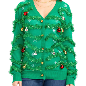 Nouveau Cardigan Classique <span class=keywords><strong>de</strong></span> Noël pour Adulte, à Bandes <span class=keywords><strong>de</strong></span> Guirlandes Festives, Style 'Ugly' Mignon, Articles Promotionnels pour Fêtes - Product Image 3