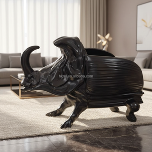 Fauteuil d'artiste design créatif en forme d'animal, chaise en cuir Scarabée, mobilier en fibre de verre, canapé de luxe pour usage scolaire - Product Image 3
