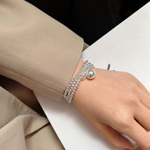 Bracelet élastique en argent sterling S925 à plusieurs rangs de perles rondes pour femme, bijoux à porter au quotidien - Product Image 4