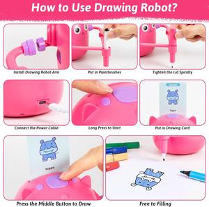 Robot de <span class=keywords><strong>dessin</strong></span> intelligent pour enfants, jouet éducatif Montessori en plastique, peinture, interaction vocale, mise au point automatique, musique interactive, cadeau pour garçons - Product Image 5