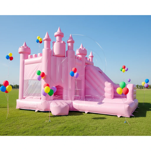 Wedding Party Fade-resistant PVC Materials pink Moonwalk Lightweight Inflatable Bouncer <b>Slide</b> Ball Pit <b>for</b> Toddlers 300-500kg - Product Image 2