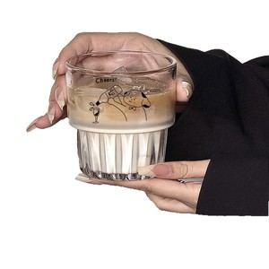 Cute Puppy Glass Cup Hammered Texture Transparent For Water Coffee Milk Juice Party Gift - Product Image 5