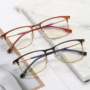 2022 도매 하이 엔드 남성 비즈니스 컴퓨터 눈 안경 금속 사각형 안티 블루 라이트 남성 안경 프레임