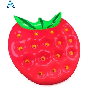 Thickened eco-friendly vinyl PVC inflatable strawberry air mat water bed lounge lounger for summer pool water float mattress