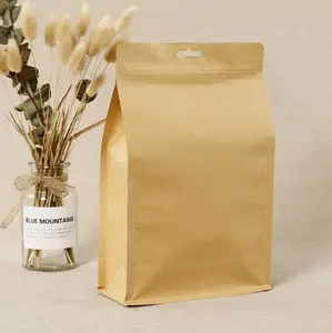 Paper Bags With Zipper Flat Bottom Food Kraft Paper Zipper Stand Up Pouches For Food Packaging Bag With Zipper