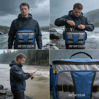 Sac de pêche résistant à l'eau, sac de rangement multi-poches pour équipement de pêche, camping, randonnée, organisation d'équipements de plein air