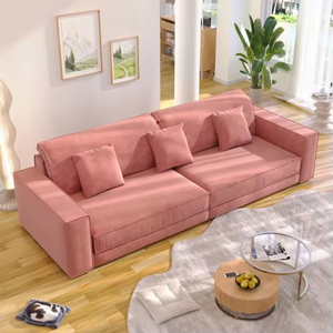 Sofá Grande de <span class=keywords><strong>Dos</strong></span> <span class=keywords><strong>Plazas</strong></span> con Asientos Profundos, Tapizado en Tela con Relleno de Esponja, Estructura de Madera Sólida, Diseño Moderno para Sala de Estar de Apartamento - Product Image 1