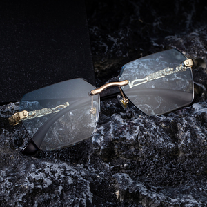 Partagas Retro biểu tượng tùy chỉnh photochromic không có vành Leopard Head Hạt gỗ màu sắc Arms UV400 Shades Sun Glasses Sunglasses For Men - Product Image 3