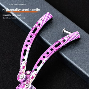 سكين تدريب جديد من الفولاذ المقاوم للصدأ بتصميم فراشة ملونة، سكين بدون شفرة للتدريب على لعبة CSGO، قابل للطي للتخييم، تصنيع حسب الطلب بالجملة - Product Image 5