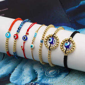 Pulsera de ojo de <span class=keywords><strong>diablo</strong></span> hecha a mano para mujer y niña, con cuentas de semillas de colores, azul, turco, de moda europea - Product Image 2
