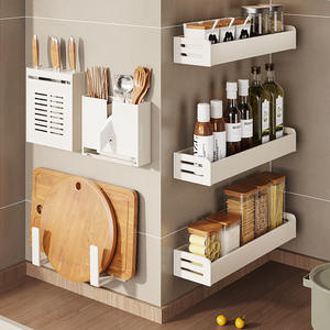 Estante de almacenamiento de cocina montado en la pared, estante colgante rectangular blanco para condimentos y artículos del hogar, no requiere perforación - Product Image 2