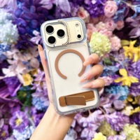 Coque de téléphone transparente à paillettes et diamants pour iPhone 17 Pro Max 16 Pro Max, magnétique, antichoc, avec béquille invisible pliable