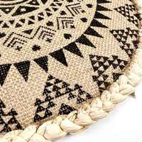 Sets de table ronds en jute tressé style bohème tribal, motif mandala aztèque, en fibres naturelles, rustiques, pour la décoration moderne de la maison