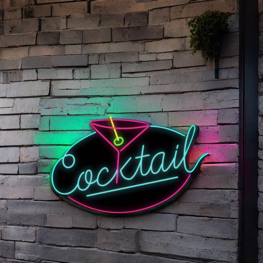 Koncept damla nakliye 20 inç kokteyl duvar burcu Neon işık reklam özel LED Neon burcu
