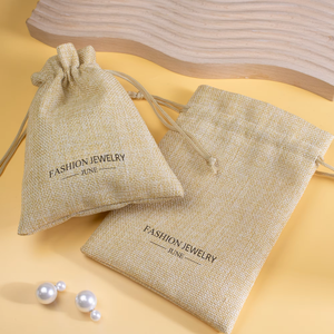 Sacs en jute naturelle à cordon coulissant personnalisés avec logo, pochettes en toile de jute pour grains de café et riz - Product Image 5