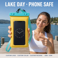Pochette étanche personnalisée pour téléphone avec fenêtre pour appareil photo et cordon réglable, sac étanche rose pour la natation, la randonnée et les voyages