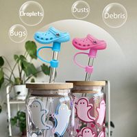 Capuchon en silicone style chaussure pour pailles, couvercle anti-poussière pour pailles de 10 mm, accessoire de tasse réutilisable et mignon, adapté aux enfants et aux adultes