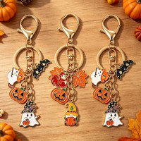 Breloques de sac Halloween tendance, porte-clés mignons Citrouille Chat Fantôme, pendentifs porte-clés en métal émaillé, accessoires pour sacs à main et sacs à dos