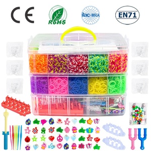 Grand ensemble de 15 000 <span class=keywords><strong>élastiques</strong></span> arc-en-ciel tressés à trois couches pour bracelets DIY pour enfants, jouet éducatif fait main avec boîte blanche - Product Image 2
