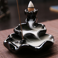 Support décoratif en céramique pour cônes d'encens à refoulement de fumée, pour la décoration intérieure, objet religieux, parfum d'ambiance.