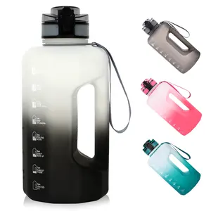 2,2 L tanda waktu botol air motivasi bebas BPA tutup olahraga Aksesori plastik dapat disesuaikan Logo orang dewasa bepergian aman untuk mesin cuci piring
