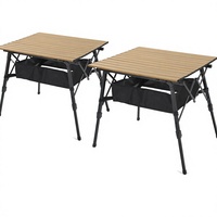 Table de camping pliante en aluminium 2PK 39 pour l'extérieur, hauteur réglable, rangement en maille sous la table, sac de transport - Mobilier d'extérieur pour
