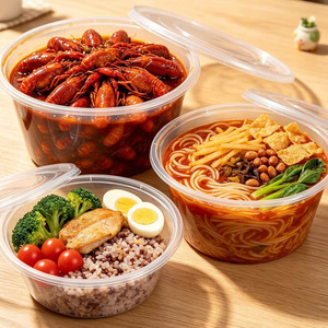 Contenants alimentaires ronds jetables avec couvercles, en plastique transparent épaissi, compatibles micro-ondes, pour la préparation des repas en restaurant - Product Image 5