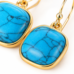 Orecchini eleganti di colore blu, orecchini semplici a bottone, accessori di gioielleria alla moda in stile vintage per le donne - Product Image 3