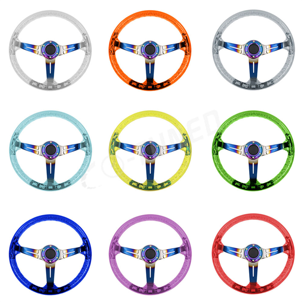 Acrylic Crystal Bubble Racing Wheel - 350mm Universal Burnt Blue