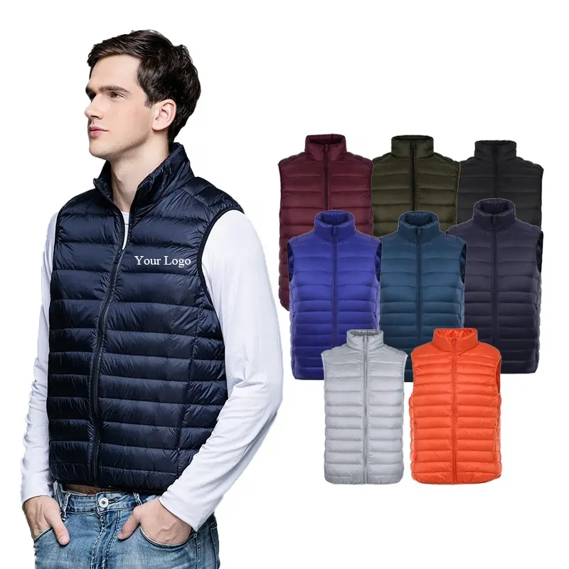 Padded Vest Men Lightweight Panels Stand Collar Slim Fit Sleeveless Gilet Jacket with Pockets Packable Puffy Red Vest