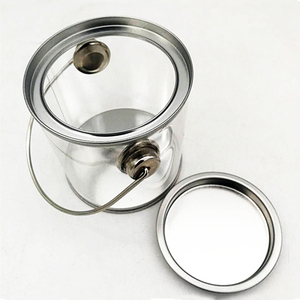 Custom Wholesale Round Plastic Bucket With Metal Lid And Handle Tin Bucket Box PVC