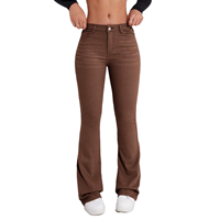 2025 Pantalon bootleg skinny évasé à taille haute pour femmes à la mode-Denim respirant, logo de taille brodé pour un style chic