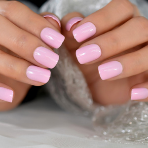 <span class=keywords><strong>Uñas</strong></span> postizas <span class=keywords><strong>cortas</strong></span> <span class=keywords><strong>de</strong></span> acrílico, color rosa claro, diseño Simple, ovalado, brillante - Product Image 5