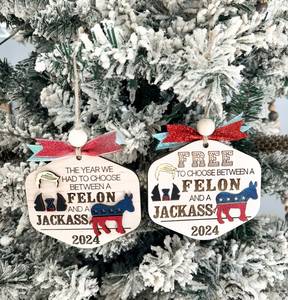Adornos de madera personalizados, decoración colgante de Navidad, regalos colgantes, divertidos candidatos a las elecciones presidenciales de 2024