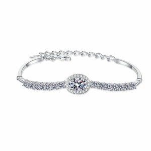 1ct Taille Ovale 2.4ct Bleu Moissanite Diamant S925 Sterling Silver Fine Jewelry Bracelet Plaqué Rhodium Femmes Fiançailles - Product Image 1
