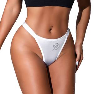 Sous-vêtements en dentelle florale pour jeunes femmes 2025, bikinis sexy transparents, culottes transparentes, teinture unie, méthode de tissage tricotée, taille - Product Image 5