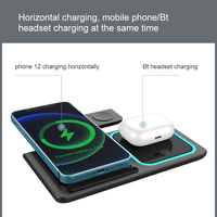 Nouveau Chargeur Pliable 3-en-1 15W LED à Charge Rapide avec Support Téléphone, Sans Fil, En Stock
