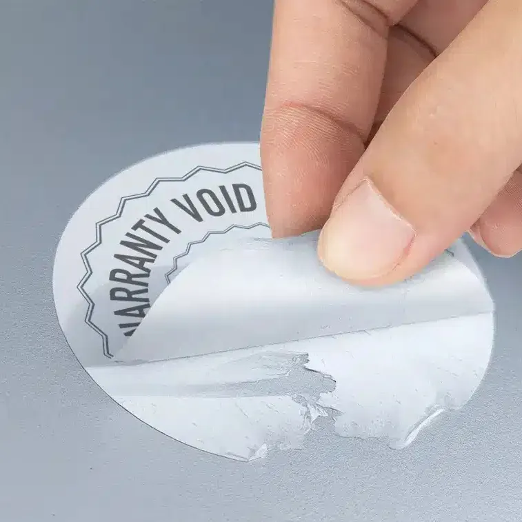 Recycled eggshell sticker packaging biodegradable paper warranty void sticker easy broken anti scratch seal stickers