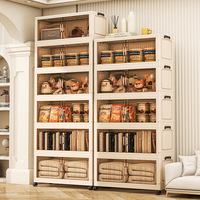 Armoire de rangement en plastique portable à double porte pliante moderne en gros avec roulettes