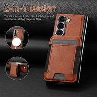 Nouvelle Housse de Téléphone en Cuir avec Porte-Cartes Magnétique Amovible pour Samsung Z Fold 7 6 5 4 3 8 Ultra, Protection Intégrale 360° avec Écran en Verre