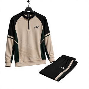 Ensemble de survêtement unisexe FN à manches courtes, demi-zip, respirant, anti-humidité, en polyester, pour l'entraînement, toutes saisons, coupe classique - Product Image 4