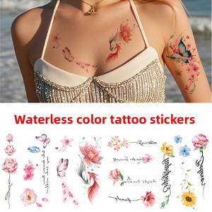 Adesivi per Tatuaggi Colorati Senza Acqua <span class=keywords><strong>con</strong></span> Disegni Floreali, <span class=keywords><strong>Farfalle</strong></span>, Fragole e Frutta, Tatuaggi Temporanei Sexy per Donne - Product Image 1