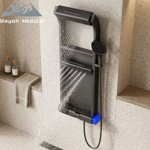 Mitigeur de douche et baignoire en laiton massif à deux poignées, finition noir mat, système multifonctionnel - Product Image 1